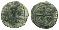 World Coins - CRUSADER STATES.Principality of Antioch.Tancred AD 1104-1112.AE.Follis.2nd type. Facing bust of Tancred.