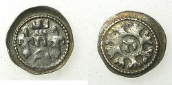 Ancient Coins - HUNGARY.Bela IV AD 1235-1270.AR.Obol.Struck at a mint in Croatia. Reverse Hebrew letter Chet