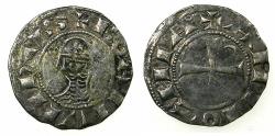 World Coins - CRUSADER STATES.Principality of ANTIOCH.Bohemond III or IV circa 1149-1223.Billon Denier.Class I. Obverse. Privvy marks Star and crescent not engraved on die
