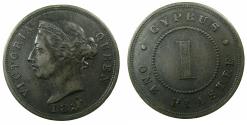 World Coins - CYPRUS.1 Piastre 1881H Thick One. ***Very Rare*** mintage 18,000
