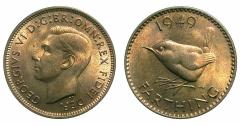 World Coins - UNITED KINGDOM.George VI 1936-1952.AE.Farthing.1949. 2nd issue.BU