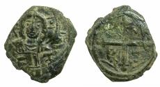 World Coins - CRUSADER STATES.Principality of ANTIOCH.Tancred AD 1104-1112.AE.Follis.4th type. Facing bust of Christ.