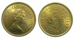 World Coins - HONG KONG.British 1842-1997.Elizabeth II 1952-2022.Nickel-Brass.50 Cents.1977.
