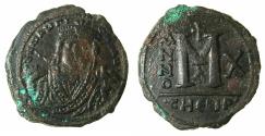 Ancient Coins - BYZANTINE EMPIRE.Maurice Tiberius AD 582-602.AE.Follis.Struck AD 591/92.Mint of Theoupolis ( Antioch ).
