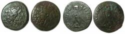 Ancient Coins - EGYPT.ALEXANDRIA.Ptolemy IV Philopator 221-205 BC.AE.Diobols. Two coins obverse die linked.
