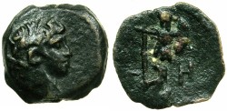 Ancient Coins - EGYPT.ALEXANDRIA.Nero AD 54-68.AE.Obol, struck AD 61/62.~#~.Parthian captive. comm,defeat of Parthians in Armenia.