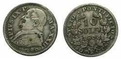World Coins - VATICAN.Pope Pius IX 1846-1878.AR.10 Soldi ( 50 Centesimi ).1868R ( ROME ).