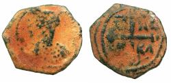 World Coins - CRUSADER STATES.Principality of Antioch.Tancred AD 1104-1112.AE.Follis.2nd type. Facing bust of Tancred.