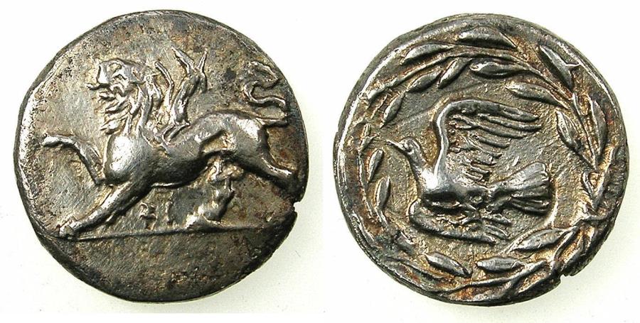 Ancient Coins - SICYONIA.Sikyon.Circa 431-400 C.BC.AR.Drachma. Chimaera. Reverse. Dove.