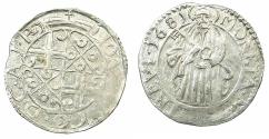World Coins - GERMANY.TRIER.Archdiocese. Johann Hugo von Orsbeck AD 1676-1711.AR.Petermenger ( 1 Albus ) 1681.Arabic numerials.