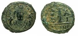 Ancient Coins - BYZANTINE EMPIRE.Mauric Tiberius AD 582-602.AE.Decanummium.Struck AD 592/93. Mint of THEOUPOLIS ( ANTIOCH ).