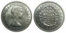 World Coins - NEW ZEALAND.Commonwealth.Elizabeth II 1952-2022.Copper-Nickel.Half crown.1965.Prooflike.