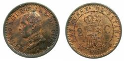 World Coins - SPAIN.Alfonso XIII 1886-1931.AE.2 Centesimos.1911.