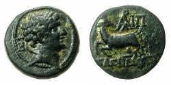 Ancient Coins - CILICIA.KLIENDERIS.Circa 2nd-1st cent BC.AE.15.6mm. Seleucid style portrait.Stag kneeling