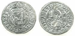World Coins - GERMANY.TRIER.Archdiocese. Karl Casper von der Leyen AD 1652-1676.AR.Petermenger ( 1 Albus ) 1671.Arabic numerials.