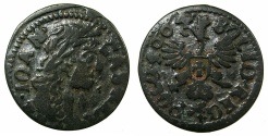 World Coins - POLAND.John Casimir AD 1659-1667.AE.Solidus error date 4664 for 1664.