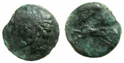 Ancient Coins - NUMIDIA.Massinissa or Micipsa circa 203-148-118 BC.AE.26.5mm. Reverse Punic letters M,N below horse.