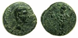 Ancient Coins - AEOLIS.AEGAE.Britrannicus Caesar under Claudius AD 43-54.AE.16mm. Magistrate Charleos circa 43-48 BC.