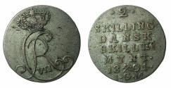 World Coins - NORWAY, under DENMARK.Christain VII AD 1766-1808.AR.2 Skilling.1801.