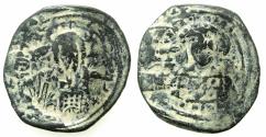 Ancient Coins - BYZANTINE EMPIRE.Constantine X Ducas AD 1059-1067.AE.Follis.Mint of CONSTANTINOPLE. overstrike on issue with Eudocia.