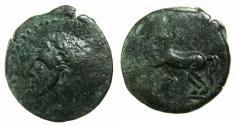 Ancient Coins - NUMIDIA.Massinissa or Micipsa circa 203-148-118 BC. AE.26.9mm.Reverse.Horse, below Punic letters M,N