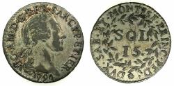 World Coins - ITALY.SARDINIA.Victorio Amadeus III King of Sardinia 1773-1796.AR.15 Soldi 1794.Mint of TURIN.