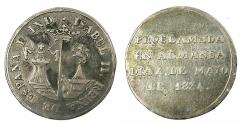 World Coins - SPAIN.Isabell II 1833-1868AR.Proclamation medal 1834.ALMANSA.