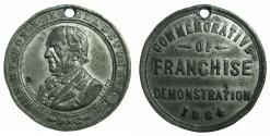 World Coins - UNITED KINGDOM.William Gladstone ( AD 1809-1898 ).Prime minister, 2nd permiership 1880-1885.White Metal.1884. Franchise Demonstration.