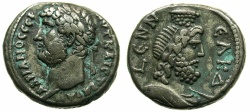 Ancient Coins - EGYPT.ALEXANDRIA.Hadrian AD 117-138.Billon Tetradrachm, struck AD 134/35.~#~.Bust of Serapis wearing modius on head.