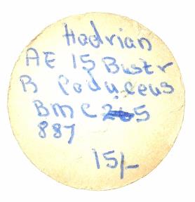 Ancient Coins - EGYPT.ALEXANDRIA.Hadrian AD 117-138.AE.Dichalkon.Struck AD 129/30.Anepigraphic. Detailed portrait of Hadrian / Winged Caduceus.