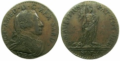 World Coins - ITALY.SAVOY.Vittorio Amadeo III AD 1773-1796.AE.5 Soldi 1796.
