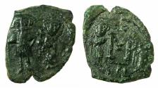 Ancient Coins - BYZANTINE EMPIRE.SICILY.Constans II AD 641-668.AE.Follis.Mint of Syracuse. Overstrike on Constantinopolitan ? isssue of Heraclius.