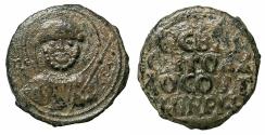World Coins - CRUSADER STATES.Principality of ANTIOCH.Tancred AD 1104-1112.AE.Follis.1st type. Facing bust of Saint Peter