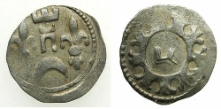 World Coins - HUNGARY.Bela IV AD 1235-1270.AR.Dinar.Struck at a mint in Croatia.~#~.Hebrew letter " TZADI "
