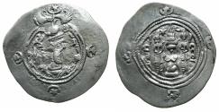 Ancient Coins - SASANIAN.Khusru ( Husrav ) II Parvis ( The Victorious ) 2nd reign AD 591-628.AR.Drachm. Regnal year 9 ( AD 599 ). mint SML ( uncertain mint, most probably Samarkand )