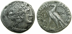 PTOLEMAIC EMPIRE.EGYPT.ALEXANDRIA.Cleopatra III and Ptolemy X Alexander I 107-101 BC.AR.Tetradrachm, struck  106/105 BC.~~~Double dated coin.