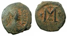 Ancient Coins - BYZANTINE EMPIRE.Justin I AD 518-527.AE.Follis.Mint of NIKOMEDIA