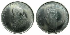 World Coins - ITALY.VATICAN CITY.Pope Paul VI 1963-1978.Stainless steel.100 Lire.1965 (Anno III ).