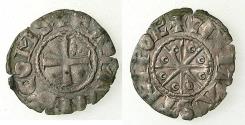 World Coins - CRUSADER STATES.Counts of TRIPOLI.Bohemond IV,V or VI C.1201-1274.Bi.Denier.Type 5. Full legends on flan