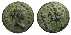 Ancient Coins - TROAS.ALEXANDRIA.Elagabalus AD 218-222.AE.23.1mm. Alexander the Great, Apollo Smintheus. 2 examples recorded in RPC.VI.