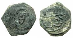 World Coins - CRUSADER STATES.Principality of Antioch.Tancred AD 1104-1112.AE.Follis.2nd type. Facing bust of Tancred.