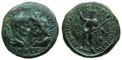 Ancient Coins - THRACE.MOESIA INFERIOR.MARCIANOPOLIS.Gordian III and Serapis AD 238-244.AE.5 Assaria. Naming Roman legate Menophilus.~#~.Serapis standing.