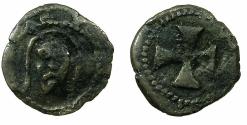 World Coins - ITALY.ROMAN SENATE.Anonymous.Billon Piccolo.13th -15th cent AD. Facing bust of Christ. Ex.Slocum collection.