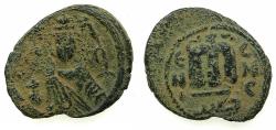 Ancient Coins - ARAB BYZANTINE.HIMS ( EMESSA ).Anonymous 7th cent AD.AE.Fals. Facing imperial bust.