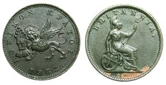 World Coins - GREECE.IONION ISLANDS.1 Lepton 1862.Roman figure I for Arabic 1.