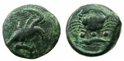 Ancient Coins - SICILY.AKRAGAS.Circa 425-406 BC.AE.Trias. Eagle with hare.Reverse. Crab.