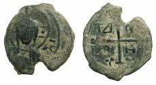 World Coins - CRUSADER STATES.Principality of ANTIOCH.Tancred AD 1104-1112.AE.Follis.4th type. Facing bust of Christ.