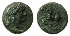 Ancient Coins - CARIA.EUIPPE.Circa 3rd -2nd cent BC.AE.16.6mm. Apollo / Pegasus. Apparently unpublished? from an otherwise rare mint