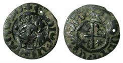 World Coins - ARMENIA, Cilician kingdom.Hetoum I AD 1226-1270.AE.Tank.Mint of SIS. Reverse.Leaf motif with cross.