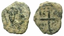 World Coins - CRUSADER STATES.Principality of Antioch.Tancred AD 1104-1112.AE.Follis.2nd type. Facing bust of Tancred.